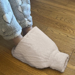 Luxury foot hot water bottle and cover in plush faux fur
