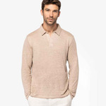 Spasso Long Sleeve Linen Polo Shirt