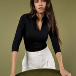 Lady Mandarin Collar 3/4 Top